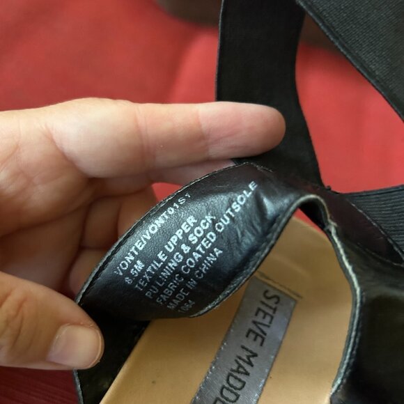 Steve Madden Platform Sandals Womens Size 8.5 Black Straps Minimalist Leather - Picture 6 of 6